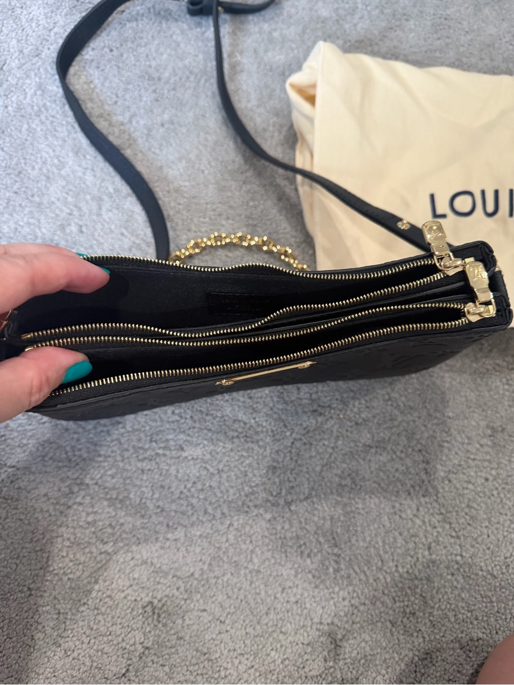 Louis Vuitton Black Monogram Empreinte Liv Pochette with Gold Hardware - Picture 2 of 5